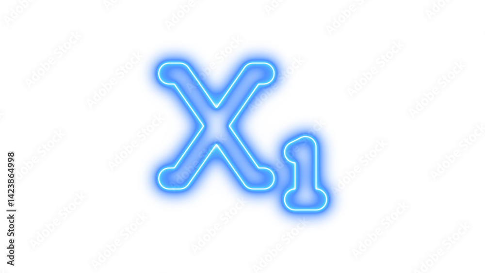 Fototapeta premium Neon subscript icon blue color glow with transparent background