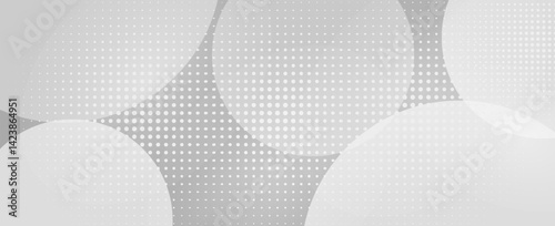 white Abstract modern on gray background with dynamic circle shapes and halftone dots.  gradient geometric shapes element. for booklet, banner, cover, poster, flyer, website, brochure. vector