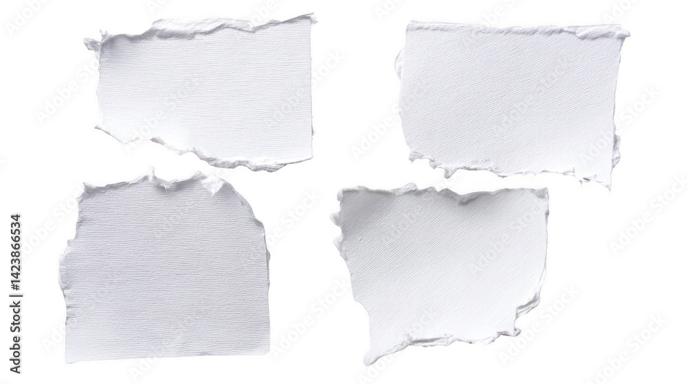 Obraz premium pieces of white, torn paper isolated on a white background, png