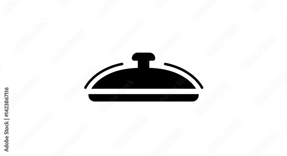 Fototapeta premium Covered Serving Dish Silhouette: Elegant Black and White Culinary Icon