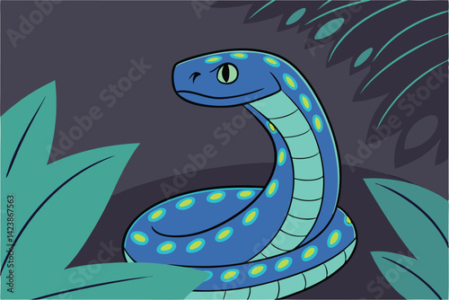 Patterned Snake Illustration Stylized Digital Art of a Serpent with Unique Scales