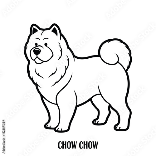 Chow Chow Dog Vector Illustration in Fluffy and Regal Style.