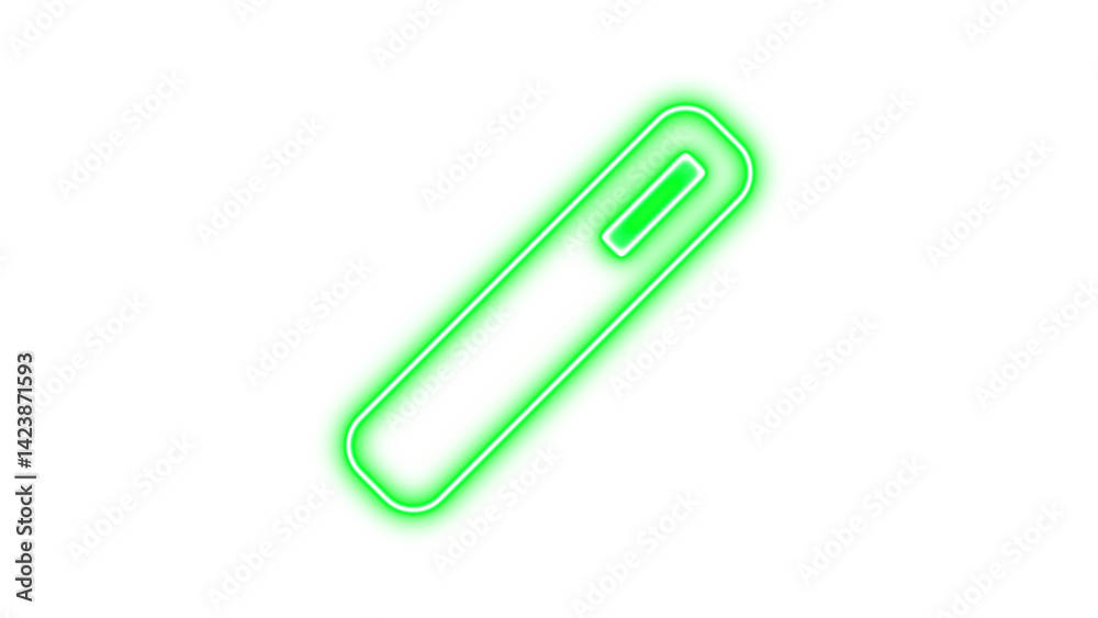 Neon wand magic icon green color glow with transparent background Neon wand magic icon green color glow with transparent background