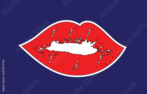 Red lips kiss Red lipstick print sticker free vector in adobe stoke