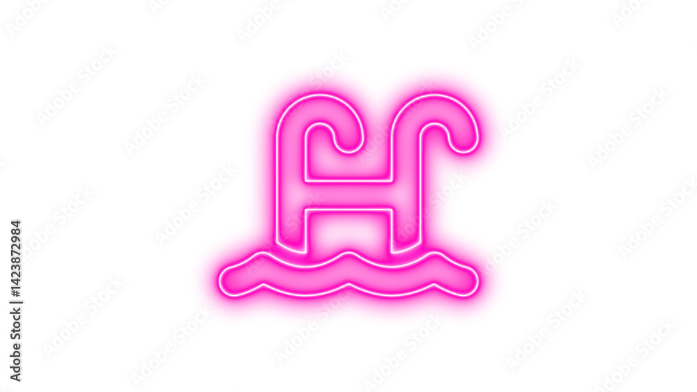 Neon water ladder icon pink color glow with transparent background Neon water ladder icon pink color glow with transparent background