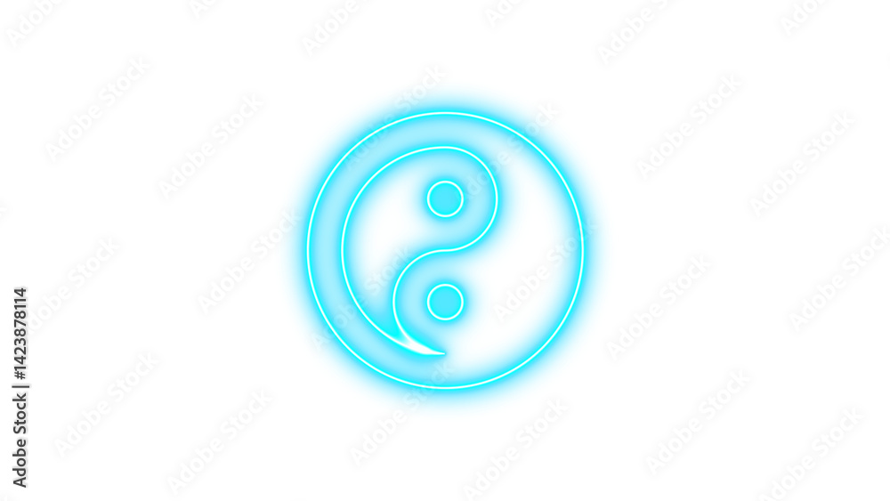 Neon yin yang icon cyan color glow with transparent background Neon yin yang icon cyan color glow with transparent background