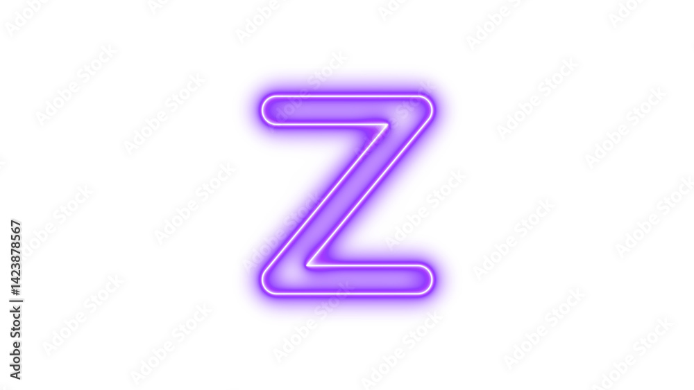 Neon z icon purple color glow with transparent background Neon z icon purple color glow with transparent background