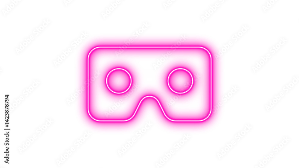 neon vr cardboard icon pink color glow with transparent background neon vr cardboard icon pink color glow with transparent background