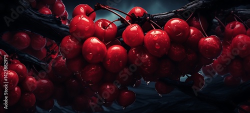 abstrak mozaic color of cherry in darkness, ai generative