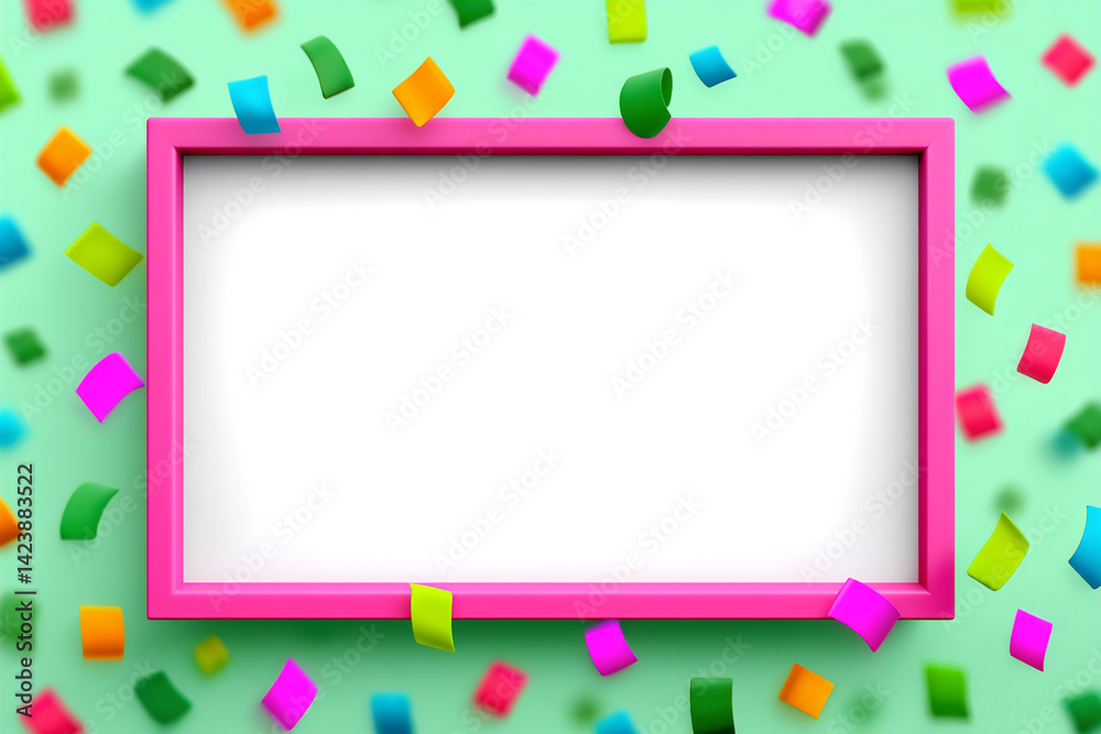 bright neon confetti frame, bright neon confetti frame,