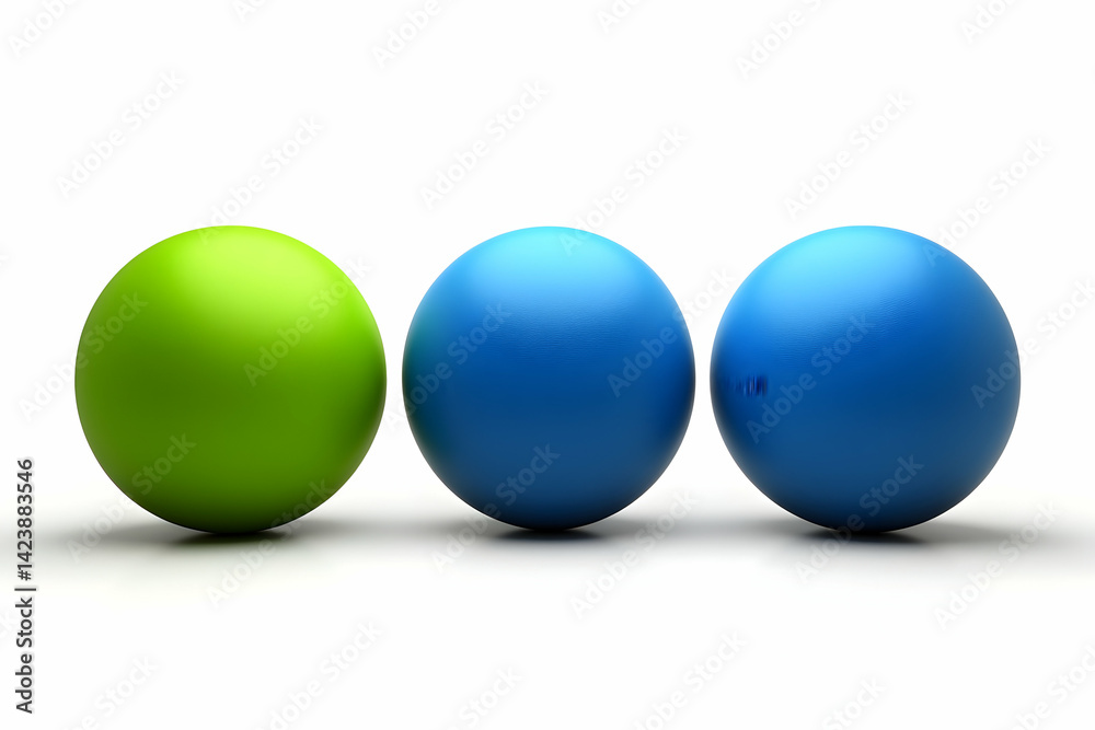 Three Dimensional Spheres In Row On White Background Three Dimensional Spheres In Row On White Background