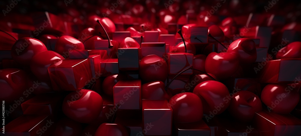 Obraz premium abstrak mozaic color of cherry in darkness, ai generative