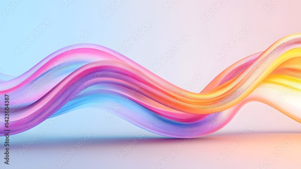 Ethereal 3D Waveforms with Soft Pastel Gradients and Smooth Digital Fluidity Ethereal 3D Waveforms with Soft Pastel Gradients and Smooth Digital Fluidity