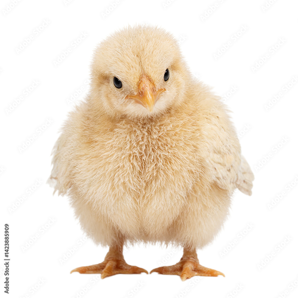 Fototapeta premium Isolated fluffy turkey chick headshot looking confused