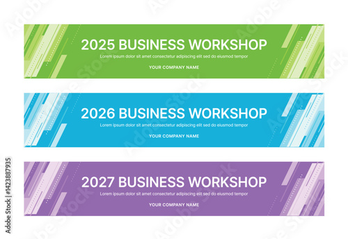 Modern business banner templates with abstract geometric patterns. Perfect for workshops, events, conferences, presentations, or branding projects, combining style and professionalism.