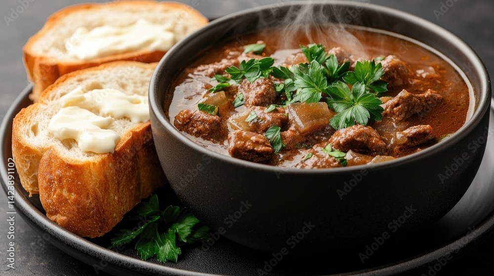 Hearty Beef Stew Served with Crusty Bread Hearty Beef Stew Served with Crusty Bread