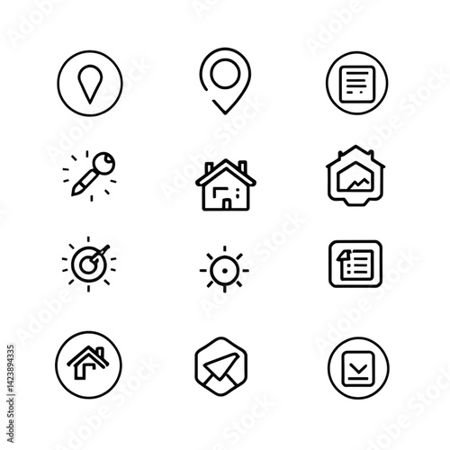 家と不動産の丸型アイコンセット｜Home and Real Estate Round Icons