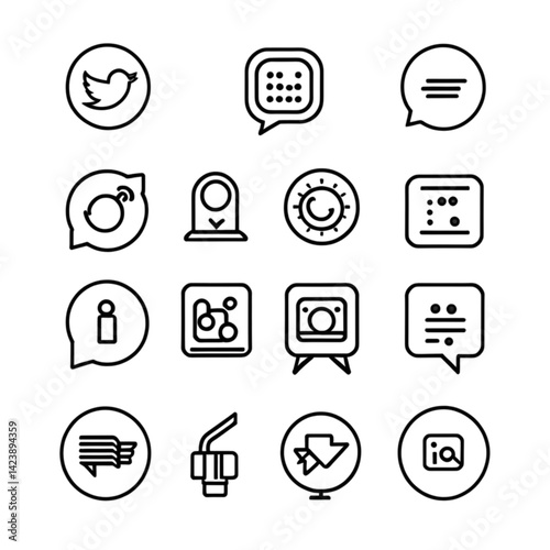 スクエア型SNS・生活系アイコンセット｜Square Social and Lifestyle Icon Set