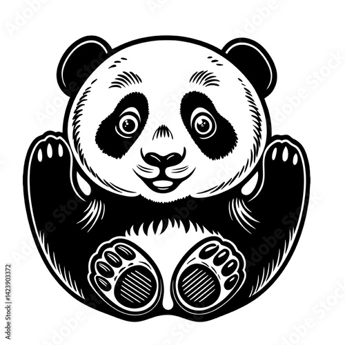 panda vector art on white background