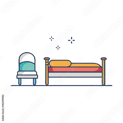 bed bench icon, bed bench vector illustration-simple illustration of bed bench, perfect for bed bench logos and icons
