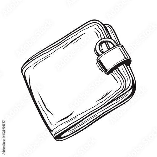 Stylized smart wallet with GPS tracker and lock, minimalistic design