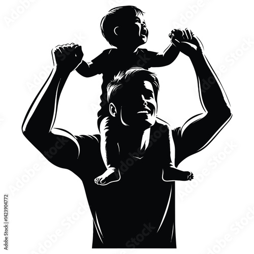 Parent shoulder carry silhouette