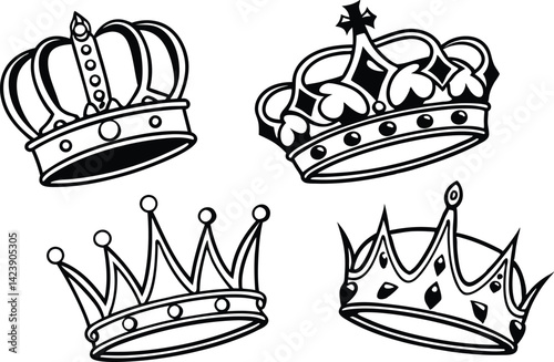 Crown Set Collection for Graphic Design. Royal Crown Set in High Quality. Elegant Crown Set for Creative Projects. Crown Set Bundle for Designers