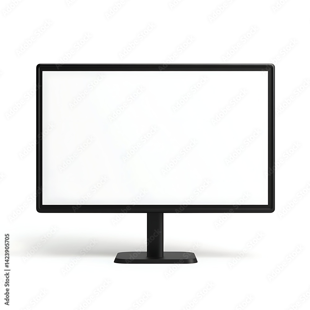 realistic display monitor with blank screen isolated on a clean white background perfect for mockups, digital designs, and technology-related visuals 