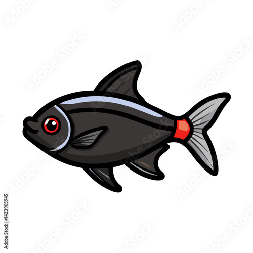 black skirt tetra fish icon, black skirt tetra fish vector illustration-simple illustration of black skirt tetra fish, perfect for black skirt tetra fish logos and icons