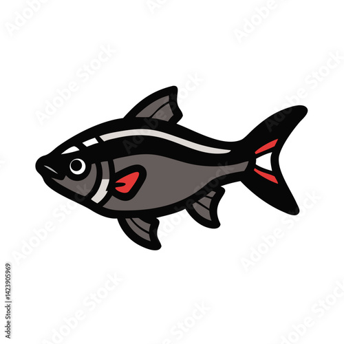 black skirt tetra fish icon, black skirt tetra fish vector illustration-simple illustration of black skirt tetra fish, perfect for black skirt tetra fish logos and icons