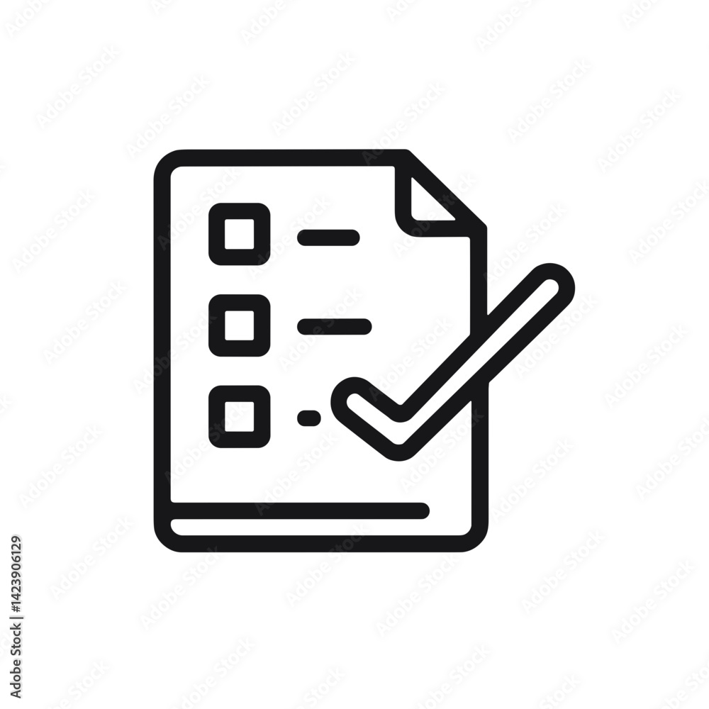 Checklist with Tick Mark Icon on White Background Checklist with Tick Mark Icon on White Background