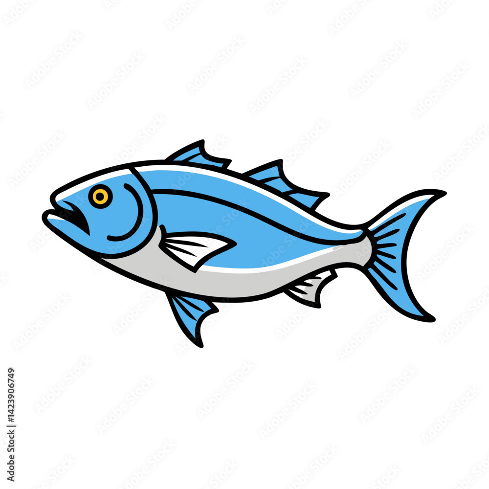 Naklejka premium bluefish icon, bluefish vector illustration-simple illustration of bluefish, perfect for bluefish logos and icons