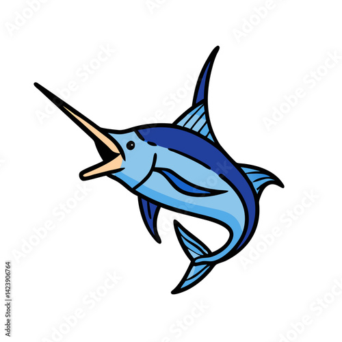 blue marlin icon, blue marlin vector illustration-simple illustration of blue marlin, perfect for blue marlin logos and icons
