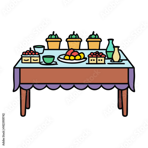 buffet table icon, buffet table vector illustration-simple illustration of buffet table, perfect for buffet table logos and icons