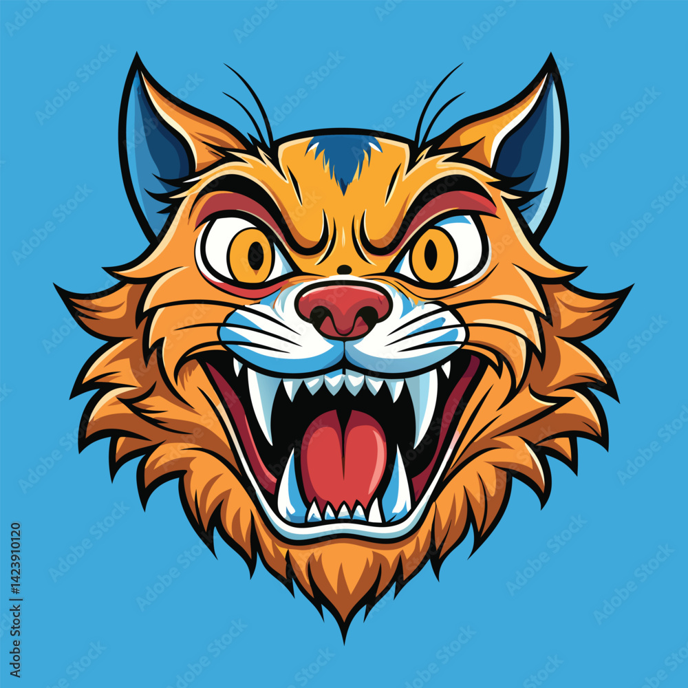 Obraz premium Angry cartoon cat face