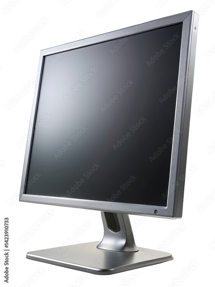 Modern silver computer monitor showcasing a sleek design and elegant appearance Modern silver computer monitor showcasing a sleek design and elegant appearance