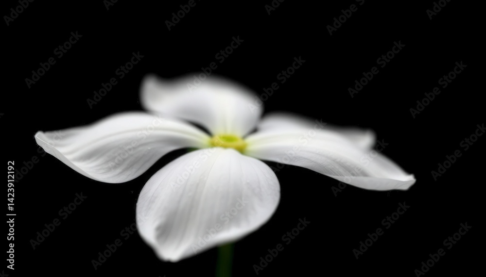 Fototapeta premium Elegant White Flower with Delicate Petals on Black Background