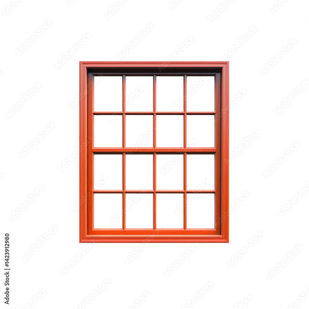wooden window frame with grid pattern of multiple panes, isolated on transparency background, showcasing classic and elegant design wooden window frame with grid pattern of multiple panes, isolated on transparency background, showcasing classic and elegant design