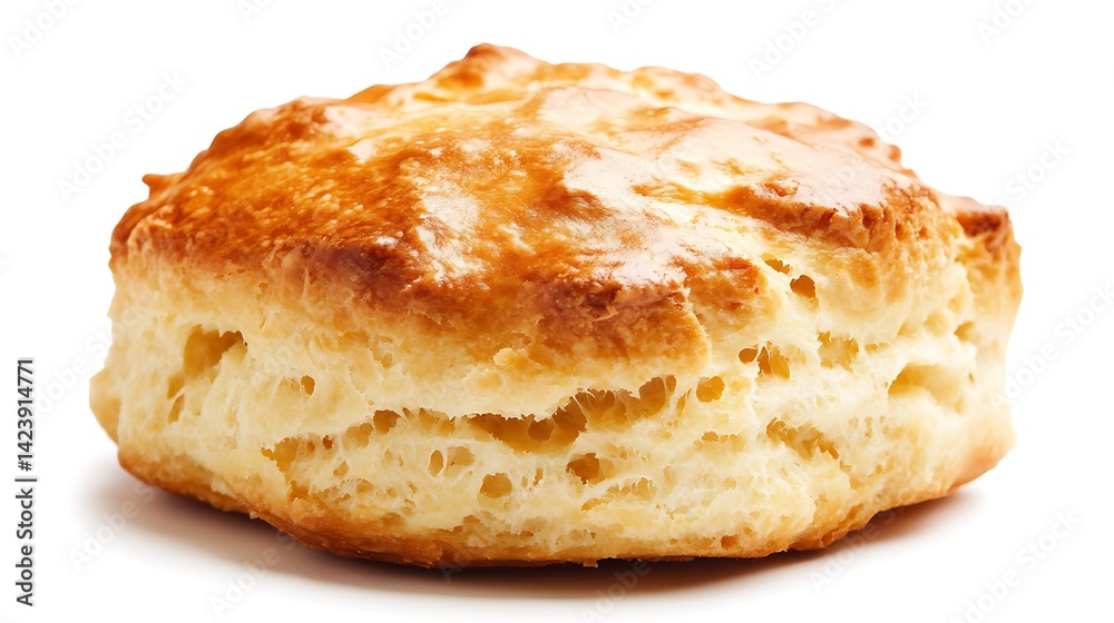 single fluffy buttery biscuit isolated on a white background perfect for food styling, bakery treats, and savory biscuit visuals single fluffy buttery biscuit isolated on a white background perfect for food styling, bakery treats, and savory biscuit visuals