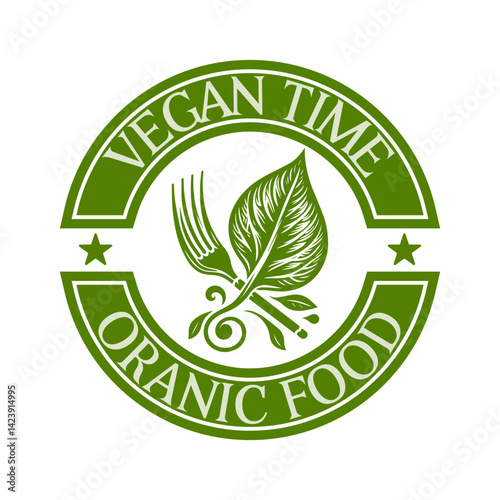 fork and leaf logo, vegan food logo, vegetarian restaurant logo concept design vector