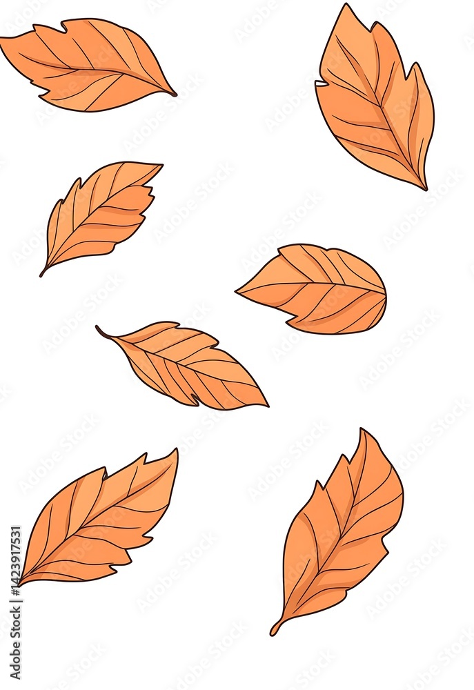 Fototapeta premium Autumn leaves falling down, isolated on a white background