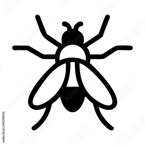 Black Fly Icon Silhouette Vector Isolated on Transparent Background