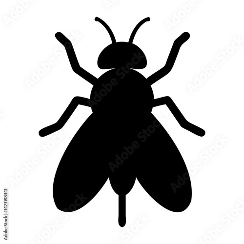 Black fly icon silhouette vector illustration isolated on transparent background
