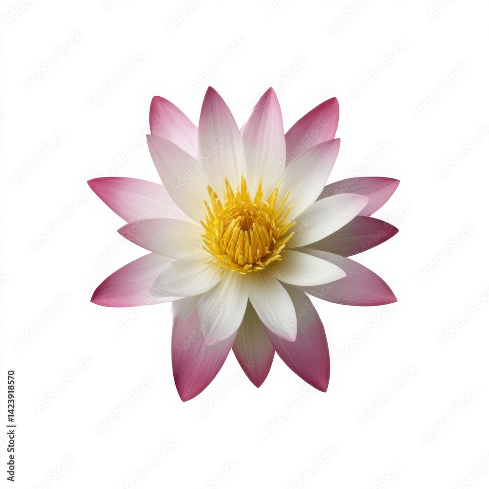 Fototapeta premium Pink and white lotus blossom isolated on white background