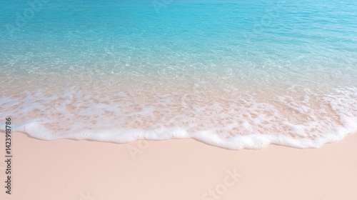 Gentle waves washing onto a sandy beach, creating a serene coastal scene.