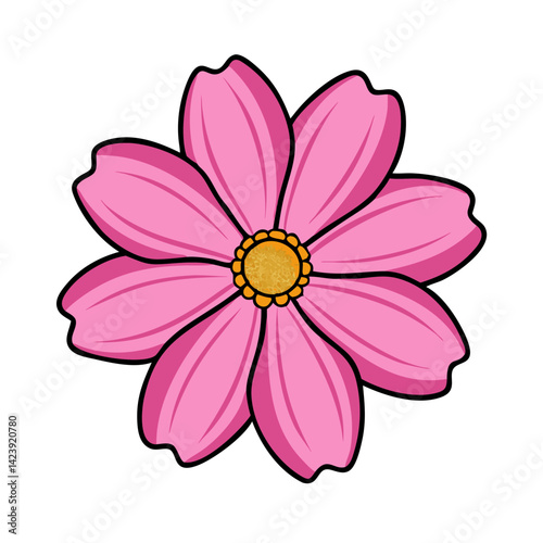 cosmos flower icon, cosmos flower vector illustration-simple illustration of cosmos flower, perfect for cosmos flower logos and icons