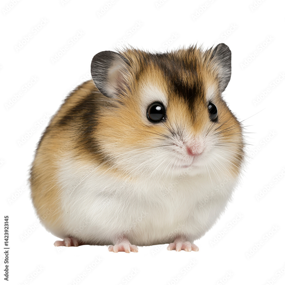 cute, fluffy hamster with brown and white fur sits adorably, showcasing its small size and round shape. Its tiny paws and bright eyes add to its charming appearance cute, fluffy hamster with brown and white fur sits adorably, showcasing its small size and round shape. Its tiny paws and bright eyes add to its charming appearance