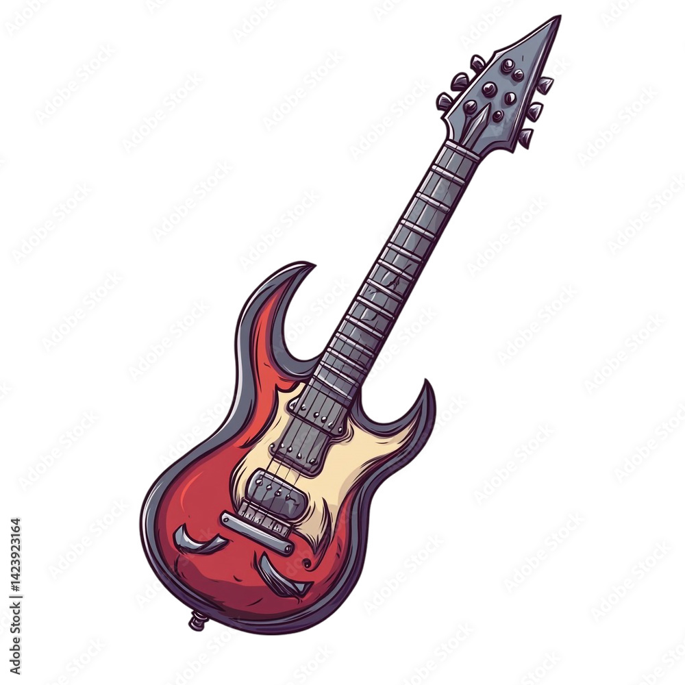 Obraz premium Cool electric guitar illustration rock music design art graphic