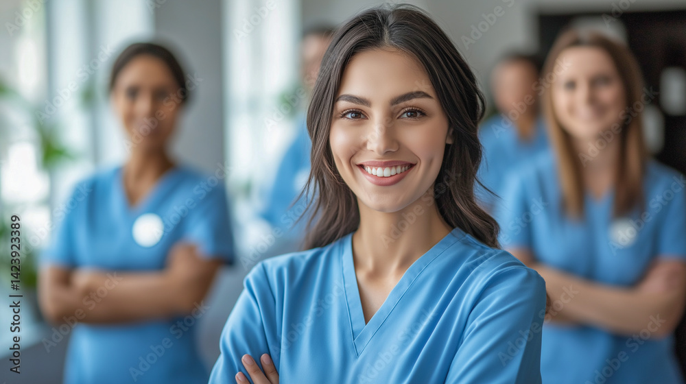 Medical students with uniform in the university