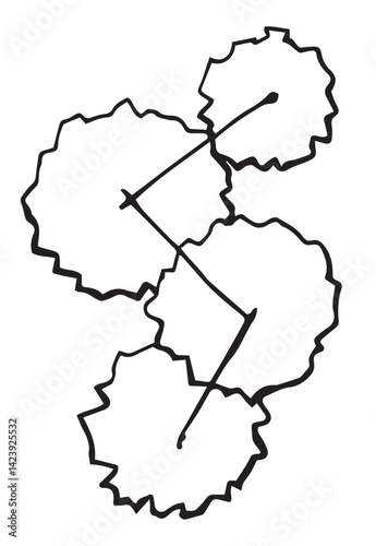 	
top view composition of trees, hand drawn. architectural ink drawing, vector.